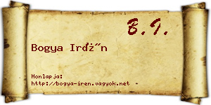 Bogya Irén névjegykártya